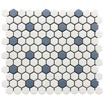 White Hex with Blue Dot